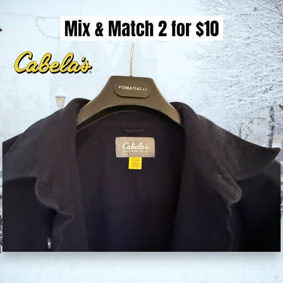 Cabelas Mens Heavy Winter Flannel Long Sleeve Button Down Collared Shirt - Picture 3 of 6